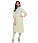 Yellow woven cotton kurtas-and-kurtis