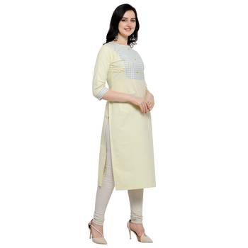 Yellow woven cotton kurtas-and-kurtis 2