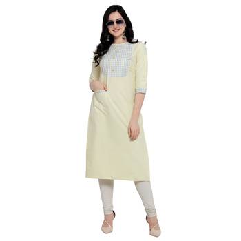 Yellow woven cotton kurtas-and-kurtis 5