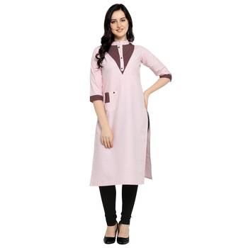 Pink plain cotton kurtas-and-kurtis 1