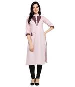 Pink plain cotton kurtas-and-kurtis