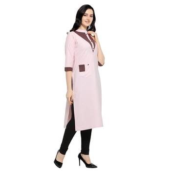Pink plain cotton kurtas-and-kurtis 2