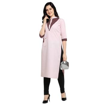Pink plain cotton kurtas-and-kurtis 4