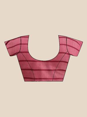 Pink Embroidered Cotton Saree With Blouse 3