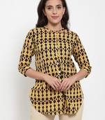 Indibelle Beige printed cotton cotton-tops