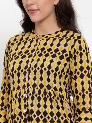Beige printed cotton cotton-tops 5