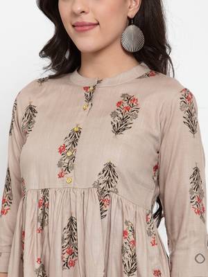 Indibelle Beige printed cotton cotton-tops 5
