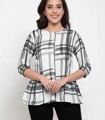 Indibelle Black printed viscose rayon cotton-tops