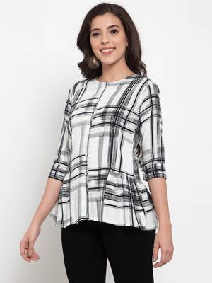 Black printed viscose rayon cotton-tops 3
