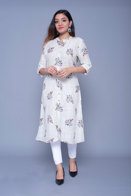 Off-white printed rayon kurtas-and-kurtis 1