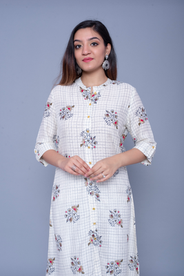 Off-white printed rayon kurtas-and-kurtis 3