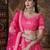 Pink Thread & Coding Embroidered silk semi stitched lehenga