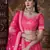 Pink Thread & Coding Embroidered silk semi stitched lehenga