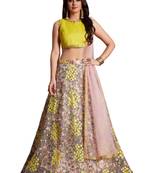 Light-Pink Embroidered Art Silk Semi Stitched Bridal Lehenga