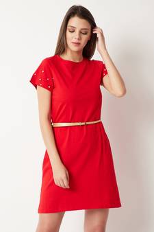 Street Wheel Pearl Sleeve T-shirt Dress
