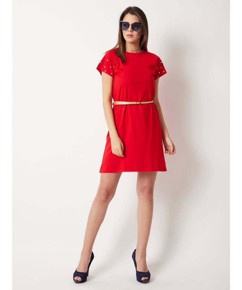 Street Wheel Pearl Sleeve T-shirt Dress