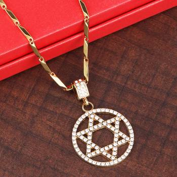 Exclusive  Gold Plated Daimond Star Shape Pendent Chain For Man And Boy 2