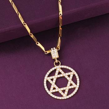 Exclusive  Gold Plated Daimond Star Shape Pendent Chain For Man And Boy 4