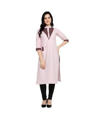Pink plain Cotton kurtis 1
