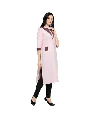 Pink plain Cotton kurtis 2