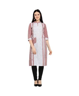 Pink plain Cotton kurtis 1