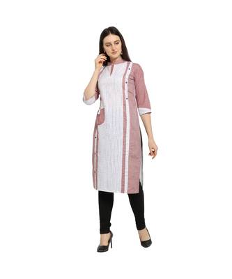 Pink plain Cotton kurtis 2