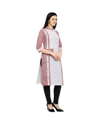 Pink plain Cotton kurtis 3