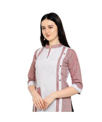 Pink plain Cotton kurtis 5