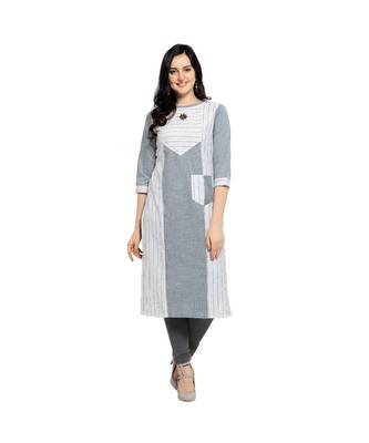 off white Woven Cotton kurtis 1