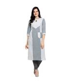 off white Woven Cotton kurtis
