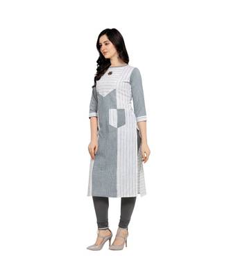 off white Woven Cotton kurtis 2