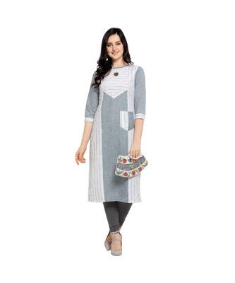 off white Woven Cotton kurtis 4