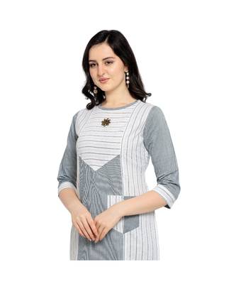 off white Woven Cotton kurtis 5