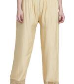 Gold plain rayon palazzo-pants