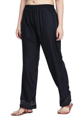 Black plain rayon palazzo-pants 2