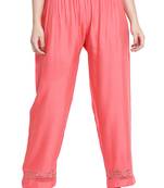 Peach plain rayon palazzo-pants