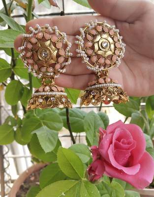 Ethnic Indian Bollywood Anitque Kundan Peech Jhumki Earrings Set 1