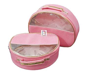  ATORAKUSHON    FABRIC MULTIPURPOSE 32x25x10.5cm MAKEUP POUCHES JEWELLERY NECKLACE COSMETIC ORGANIZER SET OF 2 pink 2