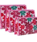atorakushon   Pink Fabric Multipurpose Make Up Pouch Jewellery Cosmetic Organizer Necklace Pouches For Women Set of 3