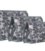 atorakushon   Gray Fabric Multipurpose Make Up Pouch Jewellery Cosmetic Organizer Necklace Pouches For Women Set of 3