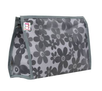 atorakushon   Gray Fabric Multipurpose Make Up Pouch Jewellery Cosmetic Organizer Necklace Pouches For Women Set of 3 2