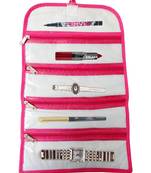 Atorakushon   Fabric Cosmetic Makeup Pouch Payal Chain Wrist Watch Jewelry Organizer Pack of 1 (pink)