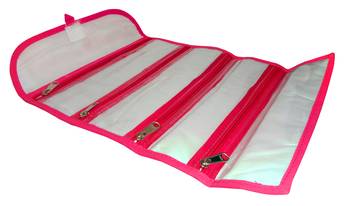 Atorakushon   Fabric Cosmetic Makeup Pouch Payal Chain Wrist Watch Jewelry Organizer Pack of 1 (pink) 3
