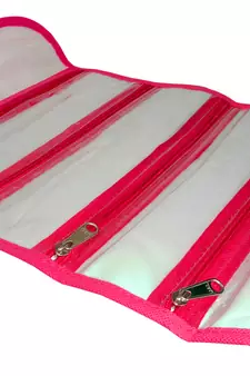 Atorakushon   Fabric Cosmetic Makeup Pouch Payal Chain Wrist Watch Jewelry Organizer Pack of 1 (pink)
