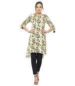 Yellow printed polyester ethnic-kurtis