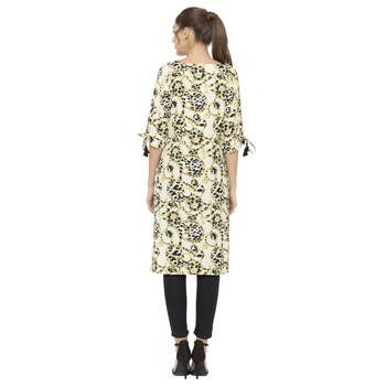 Yellow printed polyester ethnic-kurtis 4
