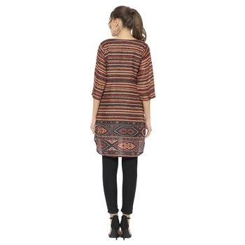 Brown printed dupion silk short-kurtis 4