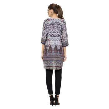 Grey printed dupion silk short-kurtis 4
