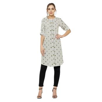 White printed crepe short-kurtis 1