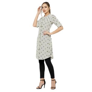 White printed crepe short-kurtis 2